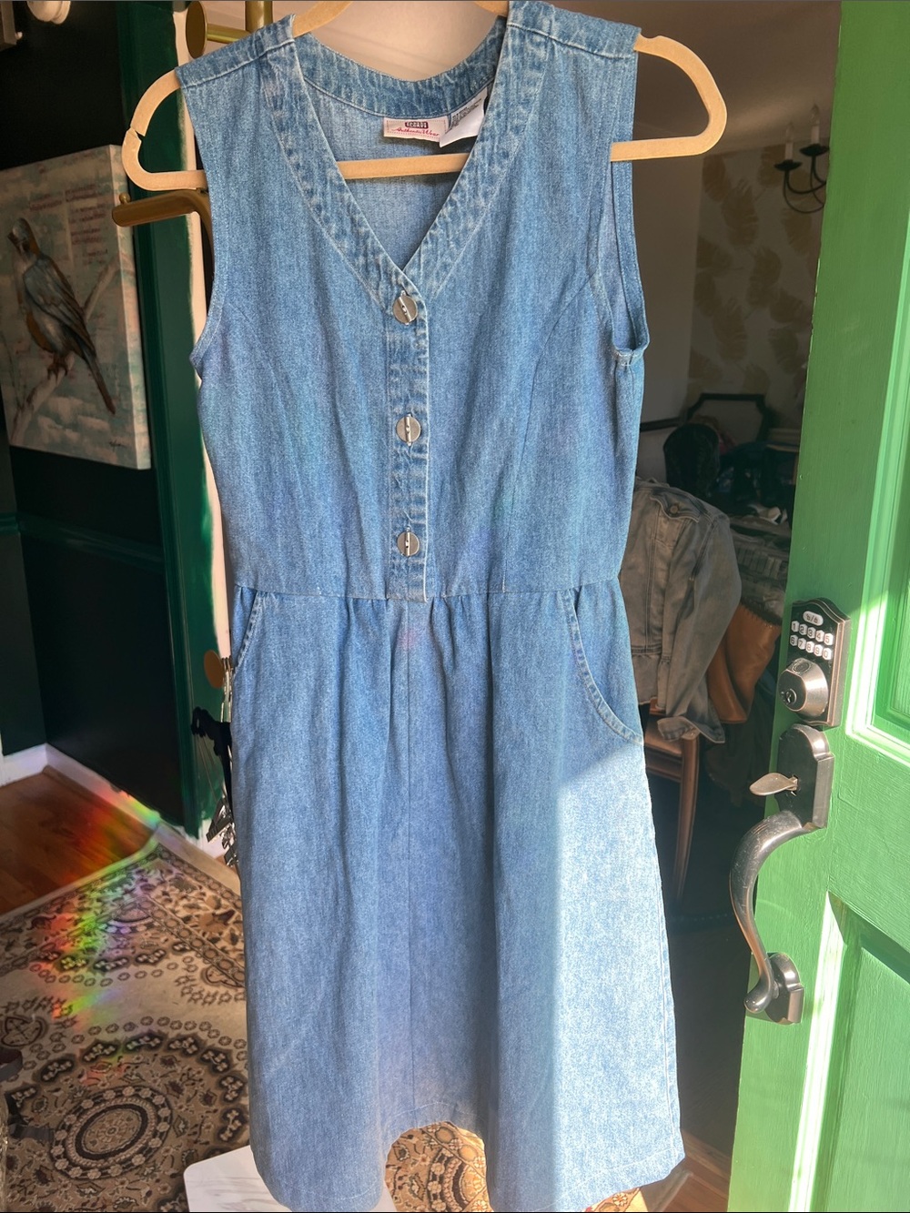 🤩VINTAGE Faded Glory denim dress w/pockets 💯% cotton see measurements SMALL